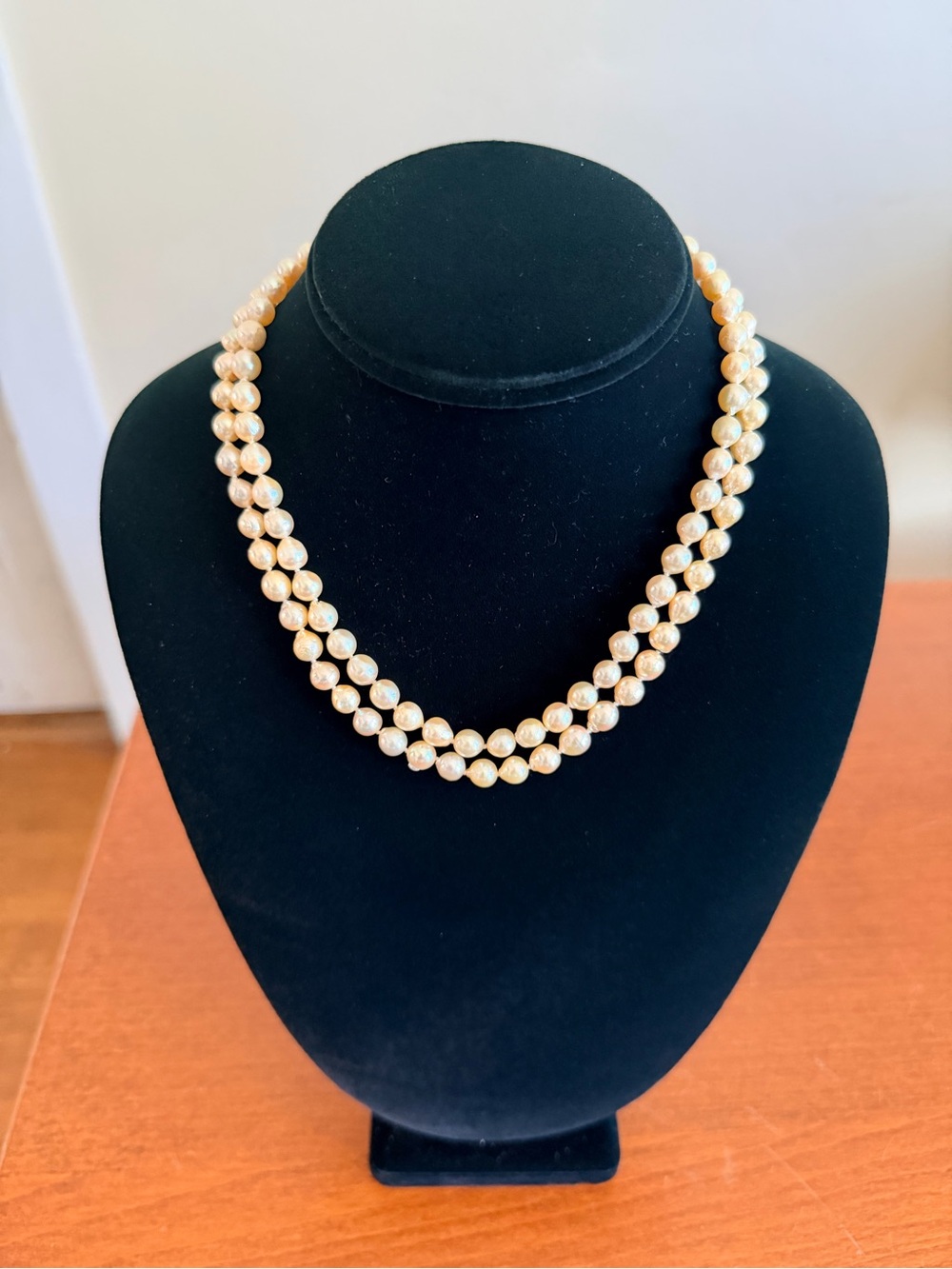 Vintage Double Strand Cultured Pearl Necklace 14/20 Gold Filled Clasp